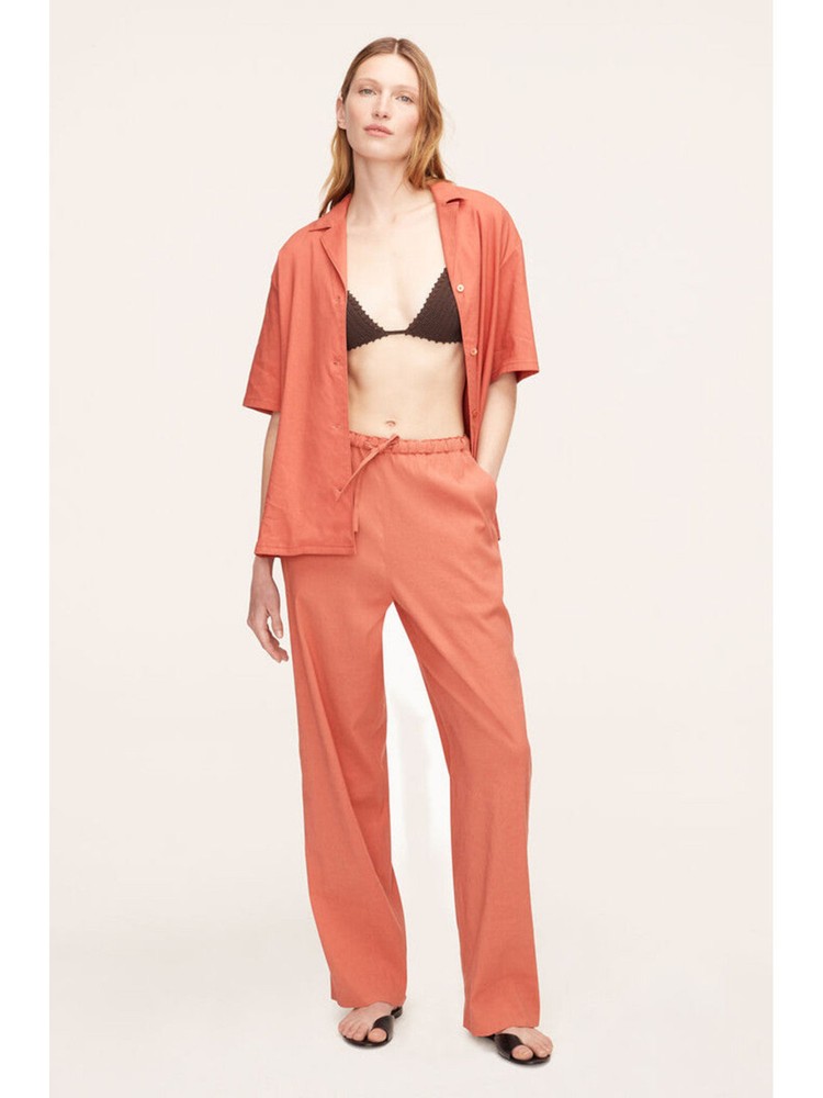 Rebecca Taylor Coral Stretch Straight Leg Pants with Drawstring & Pockets Size 4