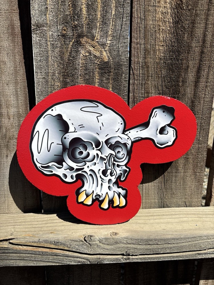 Handmade Skull American Traditional Sign Pinstriping Tattoo