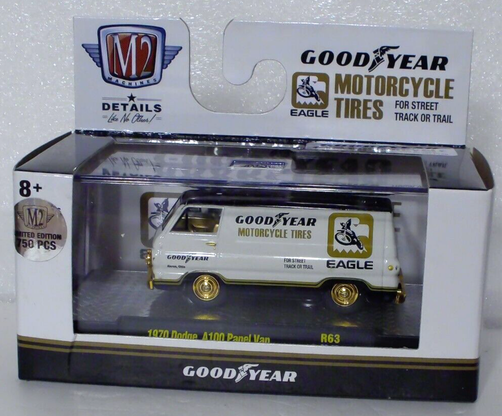M2 Machines Gold Chase Goodyear 1970 Dodge A100 Panel Van 1:64 Diecast