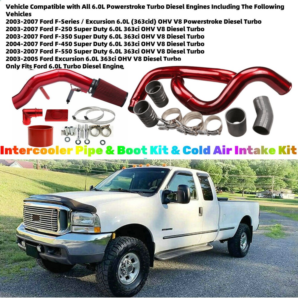 03-07 Ford F250 F350 F450 F550 6.0L Diesel Intercooler Pipe & Cold Air Intake Kit