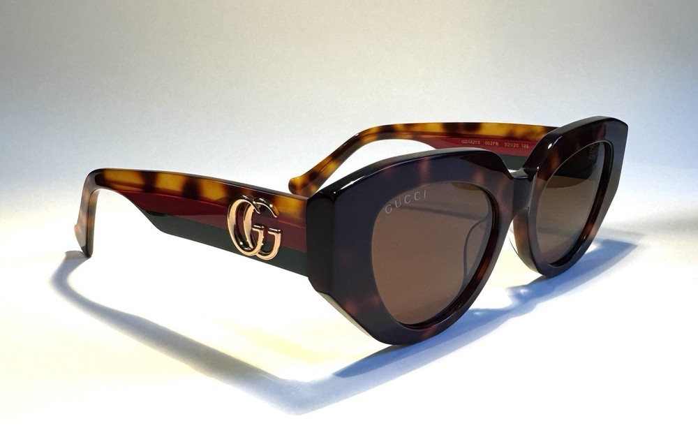 Gucci Cat Eye Brown Lenses Polished Tortoise Acetate Frame with Colors