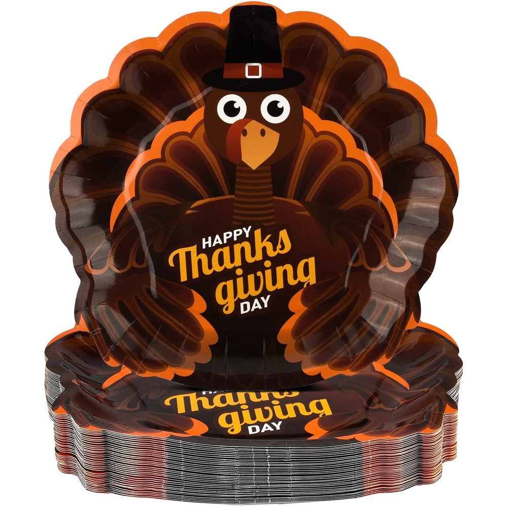 50 Count Thanksgiving Paper Plates Disposable Dinnerware Dinner Salad Appetiz...
