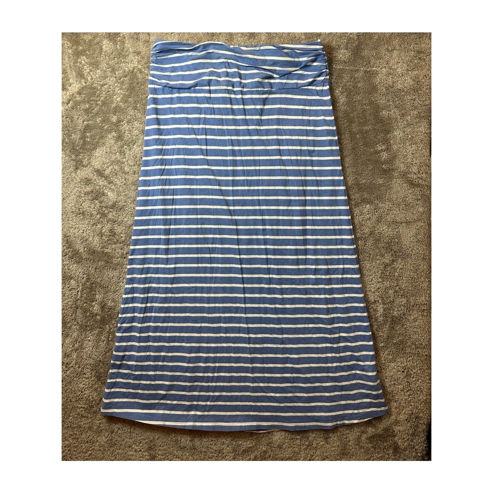 The North Face Ava Blue White Stripe Jersey Knit Maxi Skirt Women's Size L Large