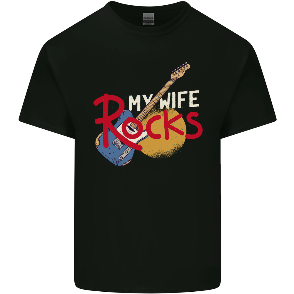 My Wife Rocks Funny Music Guitar Mens Cotton T-Shirt Tee Top