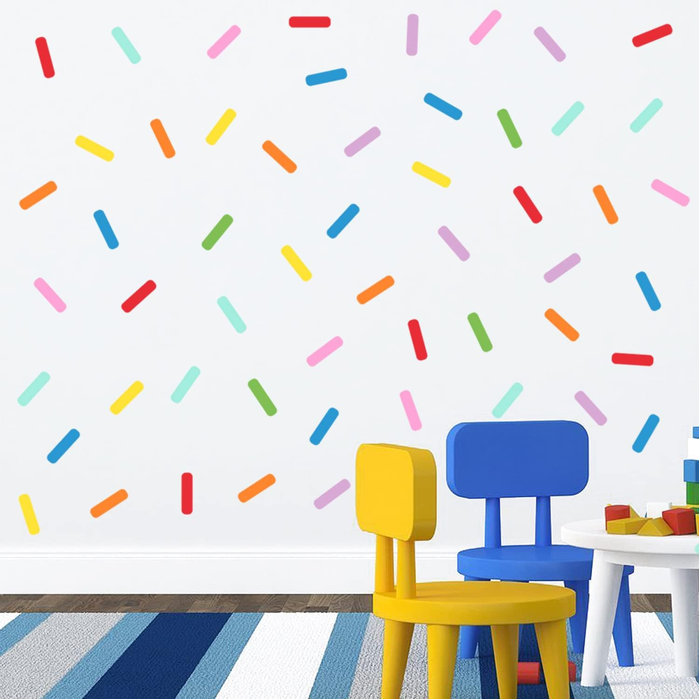 128Pcs Vibrant Sprinkles Wall Decals for Fun Room Decor  