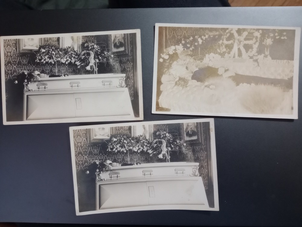 Vintage Lot of 3 Post Mortem Funeral Photo Postcards RPPC