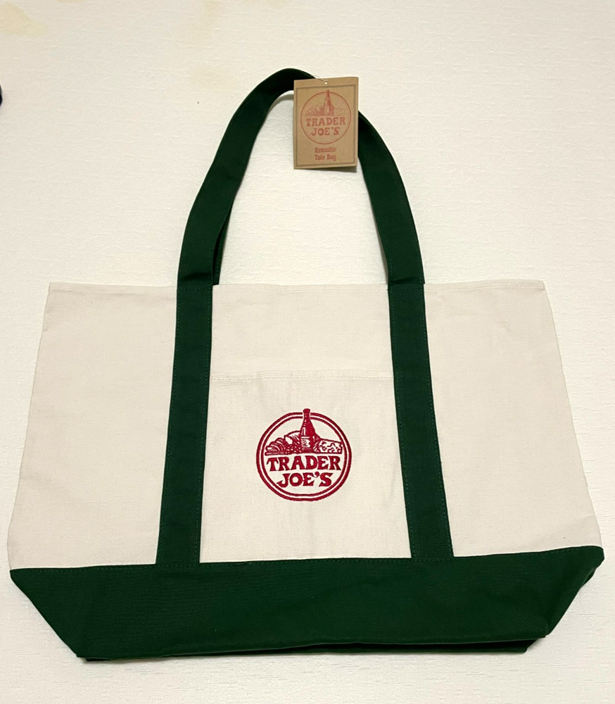 * NEW * Trader Joe's Large Canvas Tote Reusable Bag 20x14x6