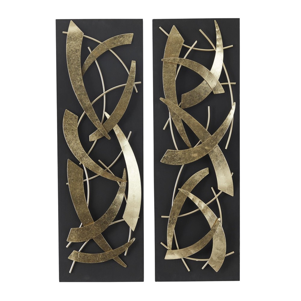 Deco 79 Dimensional Metal Wall Sculpture Set of 2 Gold
