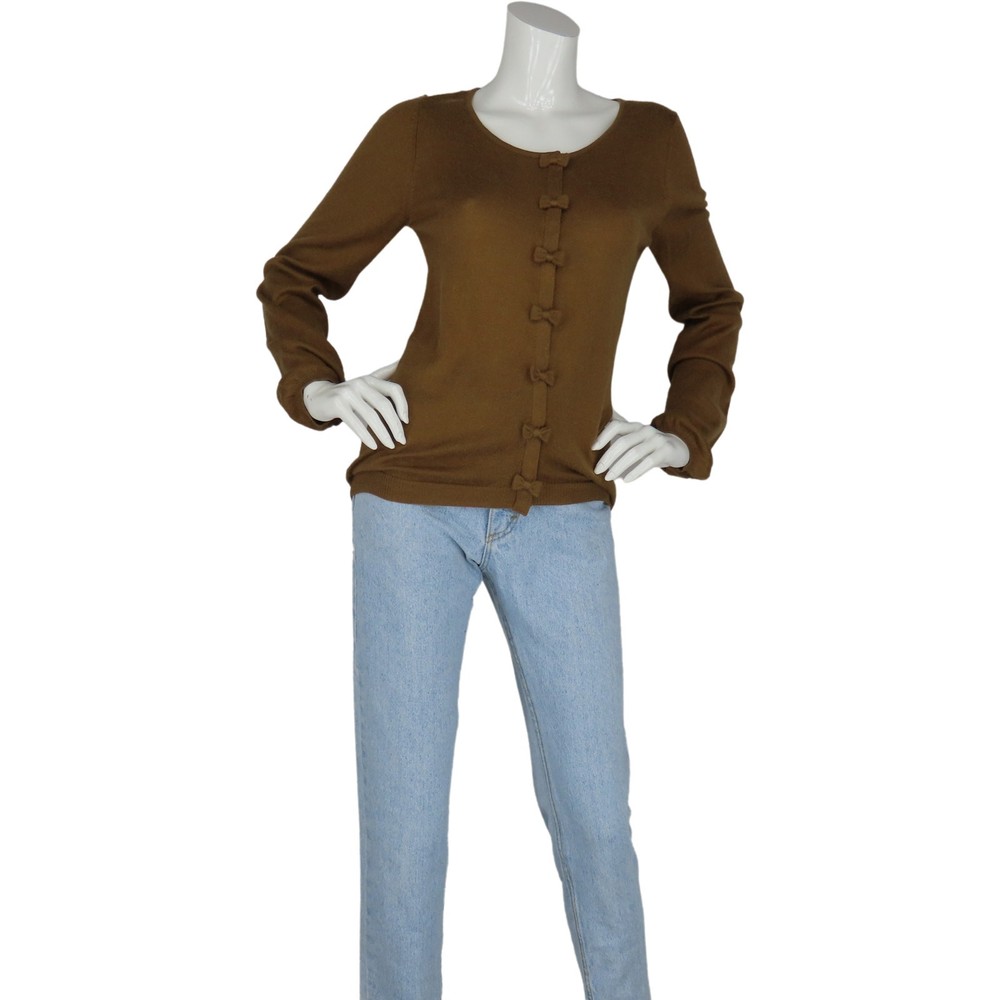 Earth Music & Ecology Bow Tie Button Front Knit Cardigan Sweater