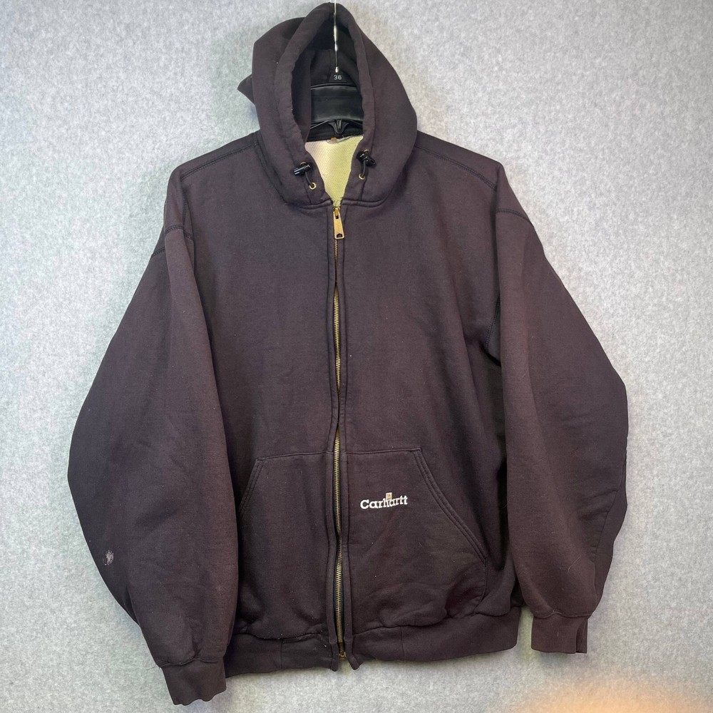 Carhartt Men's XL Brown Full Zip Thermal Lined Work Hoodie Sweatshirt