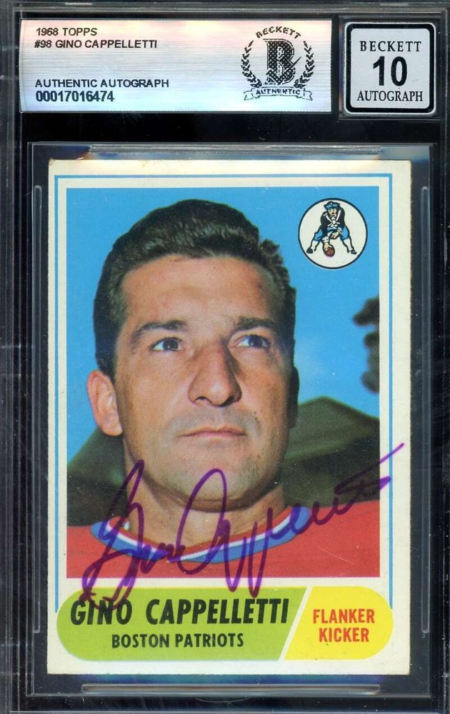 Gino Cappelletti Gem Mint 10 Beckett BAS Signed 1968 Topps Autograph