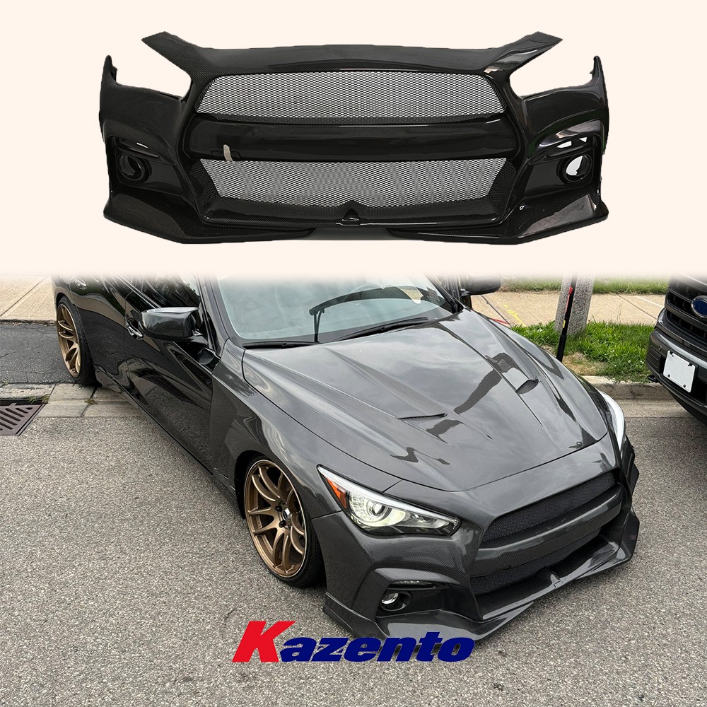 （Flash Sale）For Infiniti Q50 14-21 Carbon Fiber Vented Front Bumper Body Kit-image