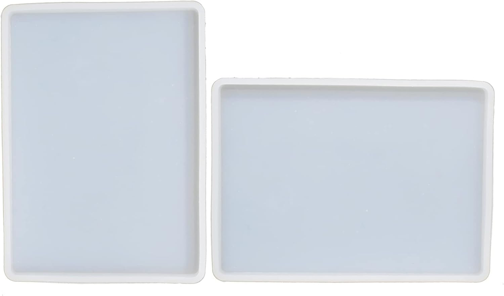 Resin Tray Molds 2Pcs Flat Rectangle Silicone Molds for Resin Concrete Slab DIY