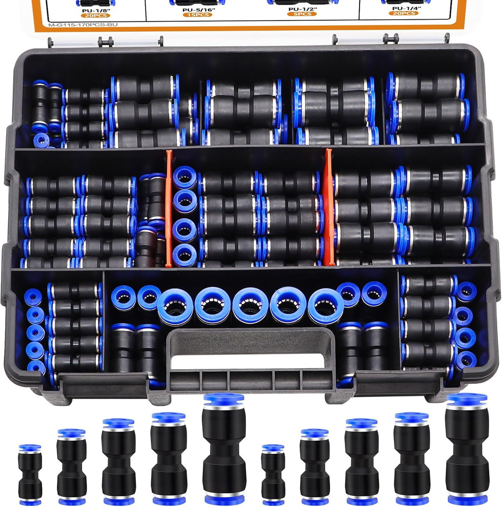 170PCS Straight Push to Connect Fittings 1/8