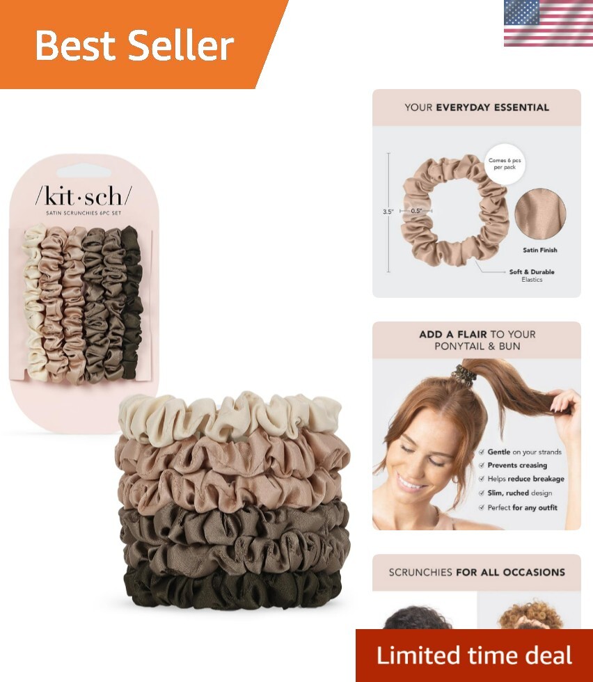 Satin No-Crease Hair Scrunchies for Women and Girls