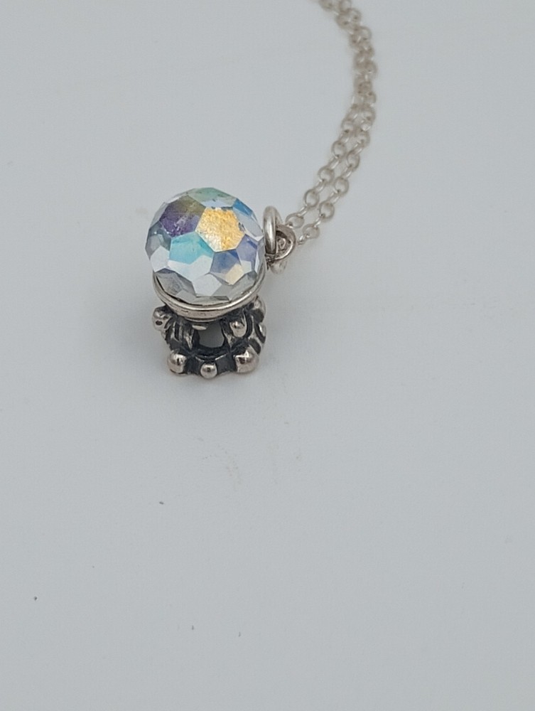 crystal ball sterling silver Necklace 925 crystal ball charm pendant 18