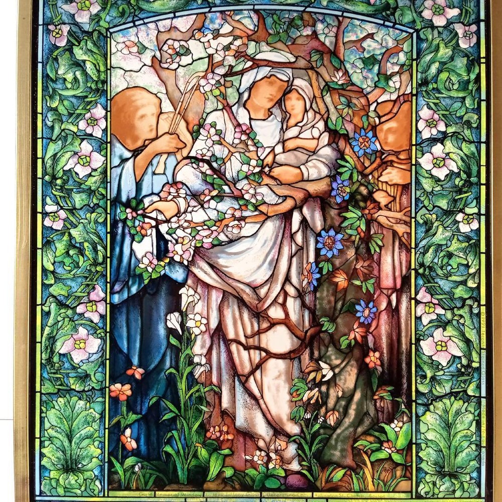 Louis C Tiffany Stained Glass Madonna of the Flowers Large #667d6e
