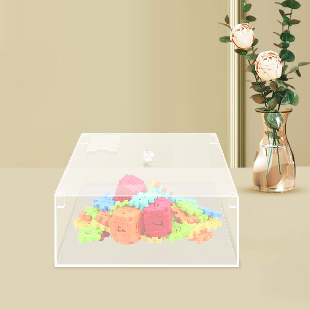 Clear Acrylic Desktop Storage Box with Lid 25x25x12cm