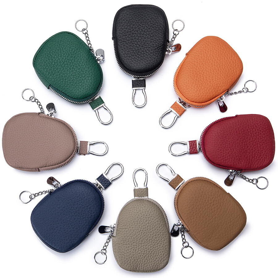 US Womens Genuine Leather Wallet Keychain Bag Zip Organizer Bag Key Holder Purse