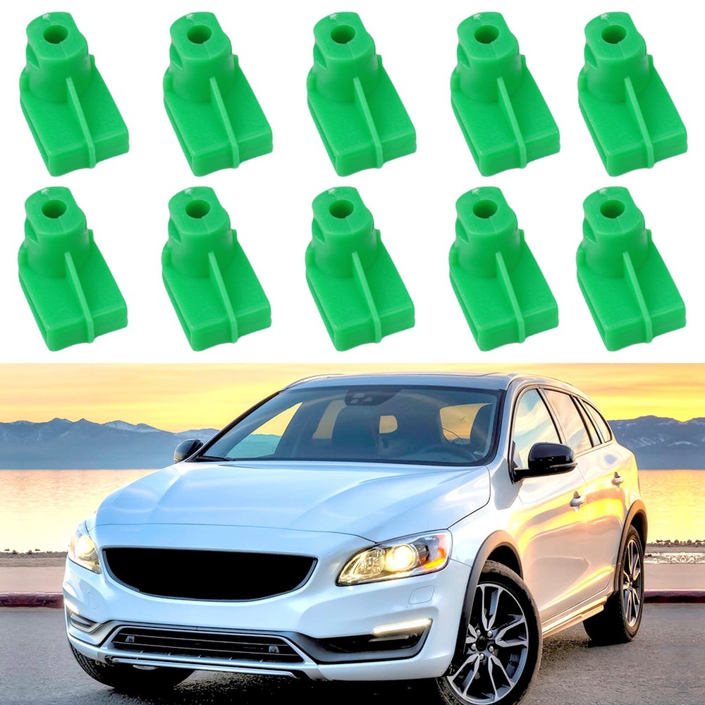 Green Nylon Rear Bumper Trim Fastener Clips for Volvo Vehicles Pack of 10