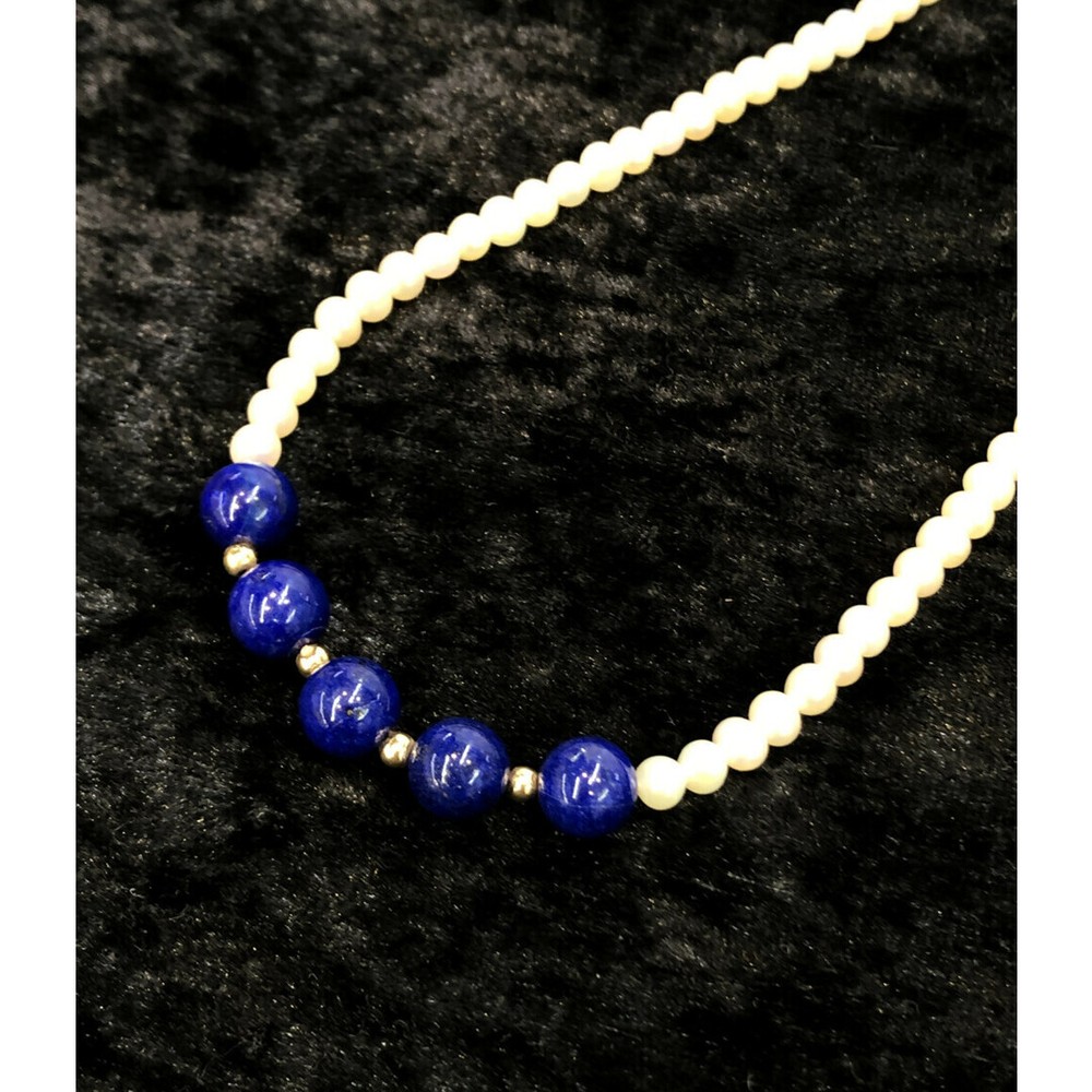 freshwater pearl 4.0-4.5mm lapis lazuli necklace for women b1fcb8ac2c64dcb0bbe2