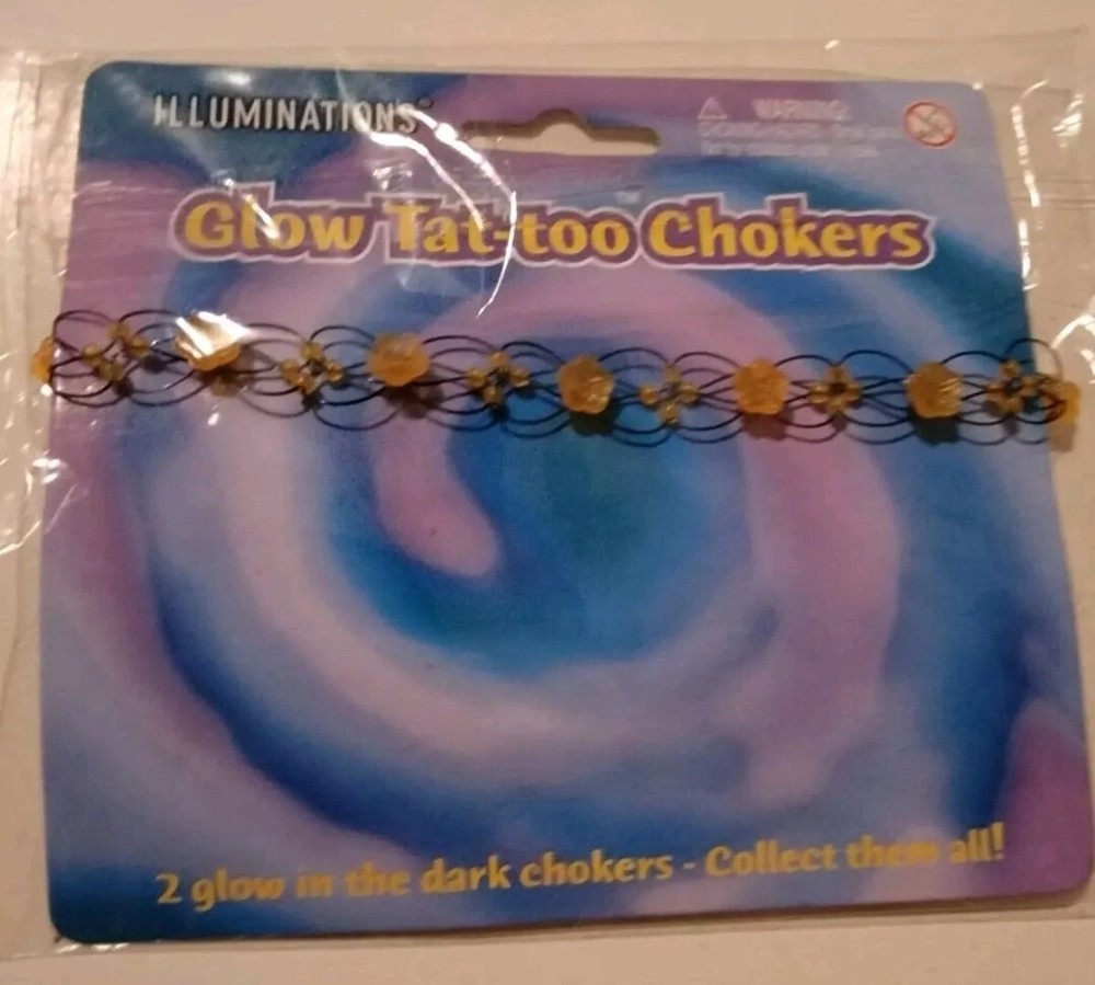 Y2K Glow Tattoo Necklace Glow In The Dark Illuminations 2000 Yellow choker
