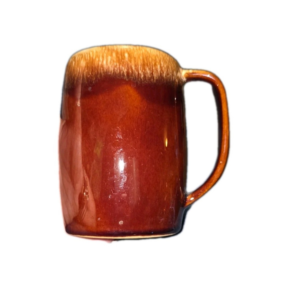 Vintage Hull Brown Drip Coffee Mug Small Beer Stein with Tiny Chip Scratches Heavy Aged Finish