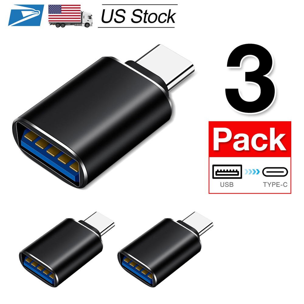 3-Pack USB-C to USB-A OTG Adapter for Android Phones & Devices