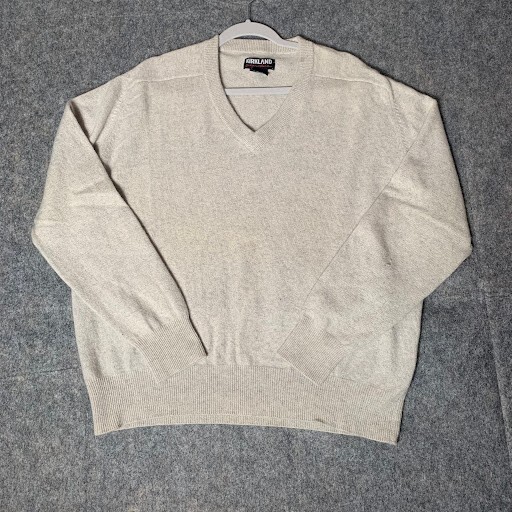 Kirkland Signature Vintage 100% Cashmere Sweater Dotted Gray 2XL Quiet Luxury