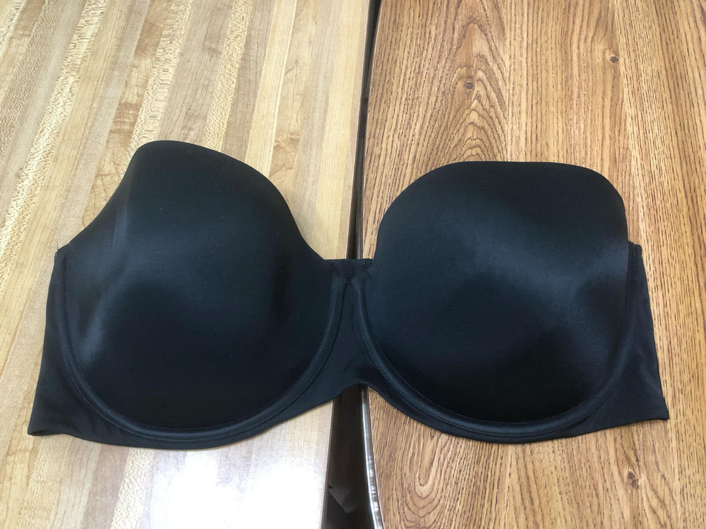 Cacique Sz 44DD Black Satin Lightly Lined Multiway Strapless Bra Underwire