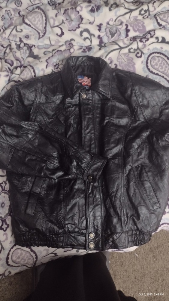 Men's Leather U.S.A. Black Jacket - Size L