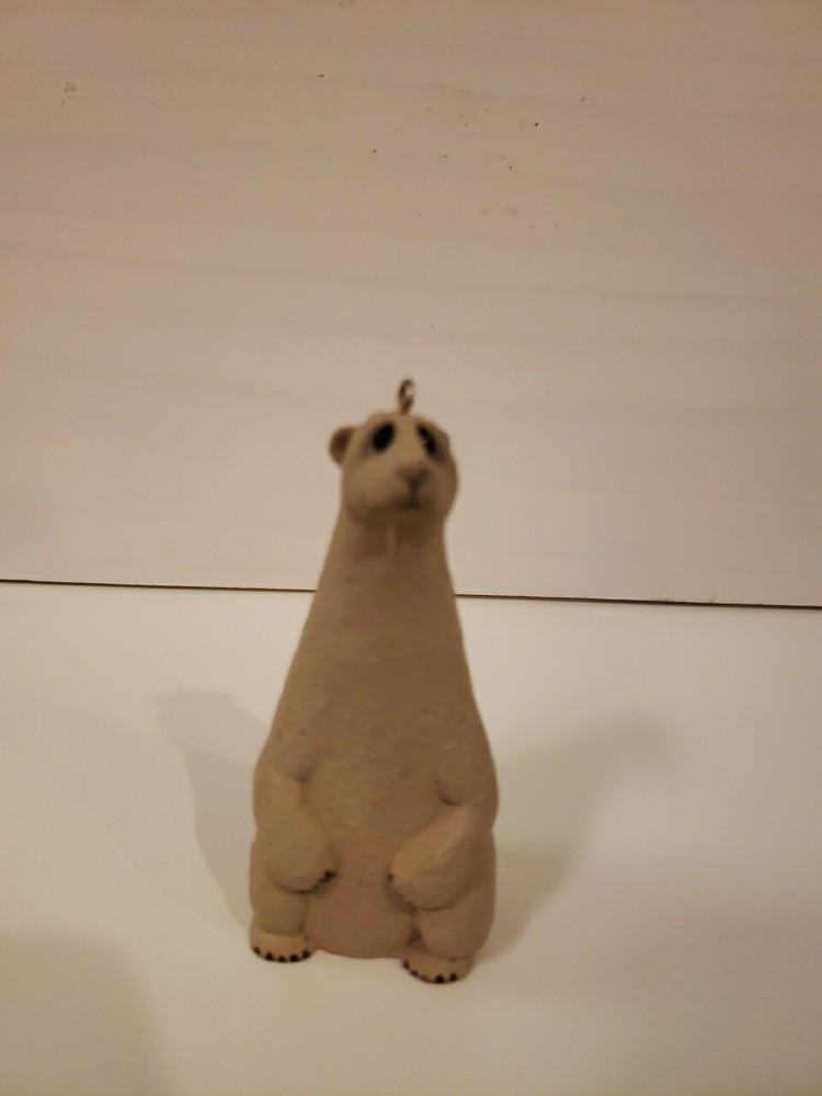 Standing Polar Bear Christmas Ornament Resin Artist Rankin 1992