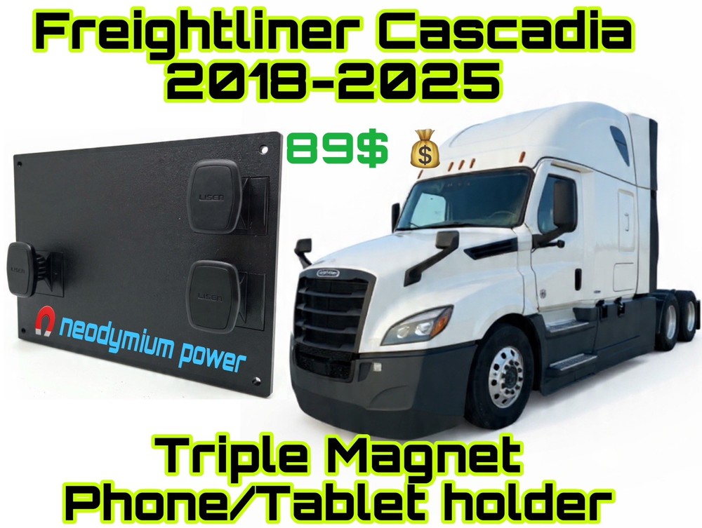 3x Magnetic Phone & Tablet Holder Kit for Freightliner Cascadia 2018–2025