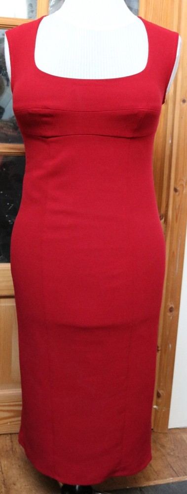 Stylish Deep Red M&S Magic Wear Slimming Fitted Dress Size 14