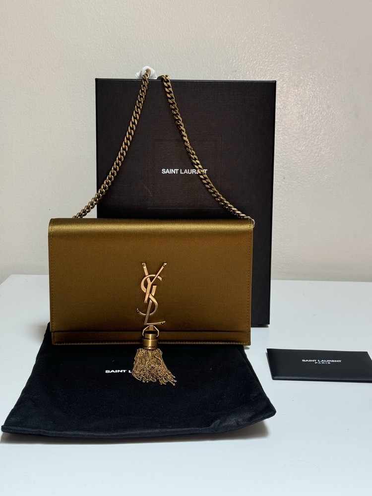 Saint Laurent Kate Tassel Satin WOC Chain Bag New $1990