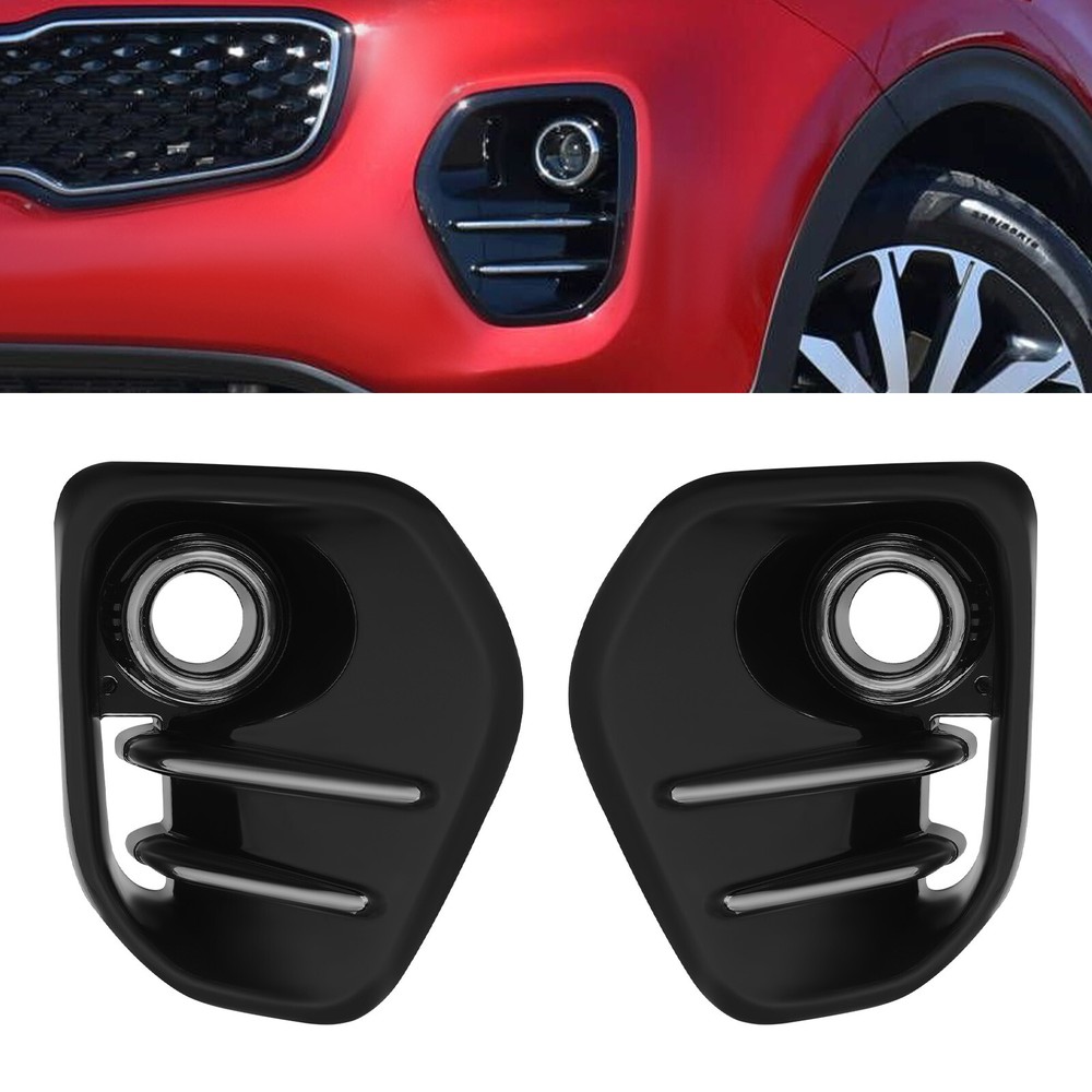 1 Pair Black Fog Light Cover Left+Right for 2017 2018 2019 Kia Sportage EX