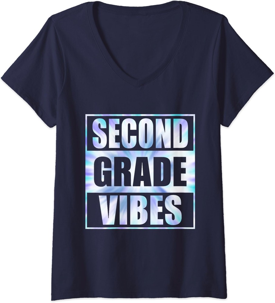 Second Grade Vibes 2nd Grade Team Retro Sweet Gift Ladies' V-Neck Tshirt