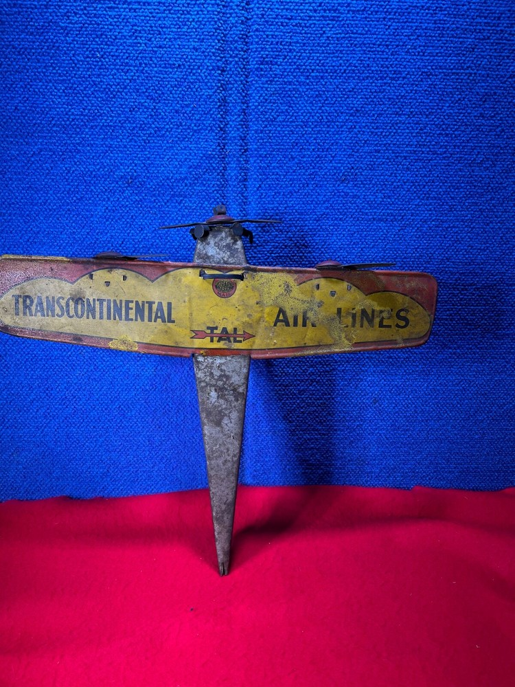 ANTIQUE GIRARD TOYS AIR MAIL TRANSCONTINENTAL AIR LINES TIN TOY AIRPLANE PP-49