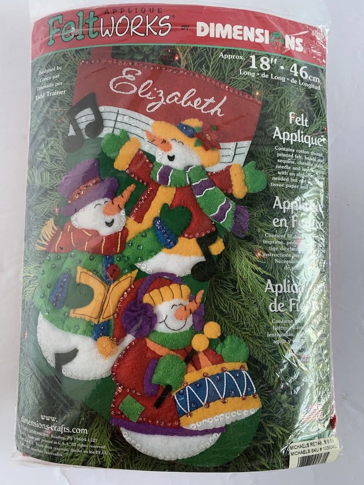 2001 FeltWorks Snowman Choir Felt Stocking Kit by Dimensions 8096