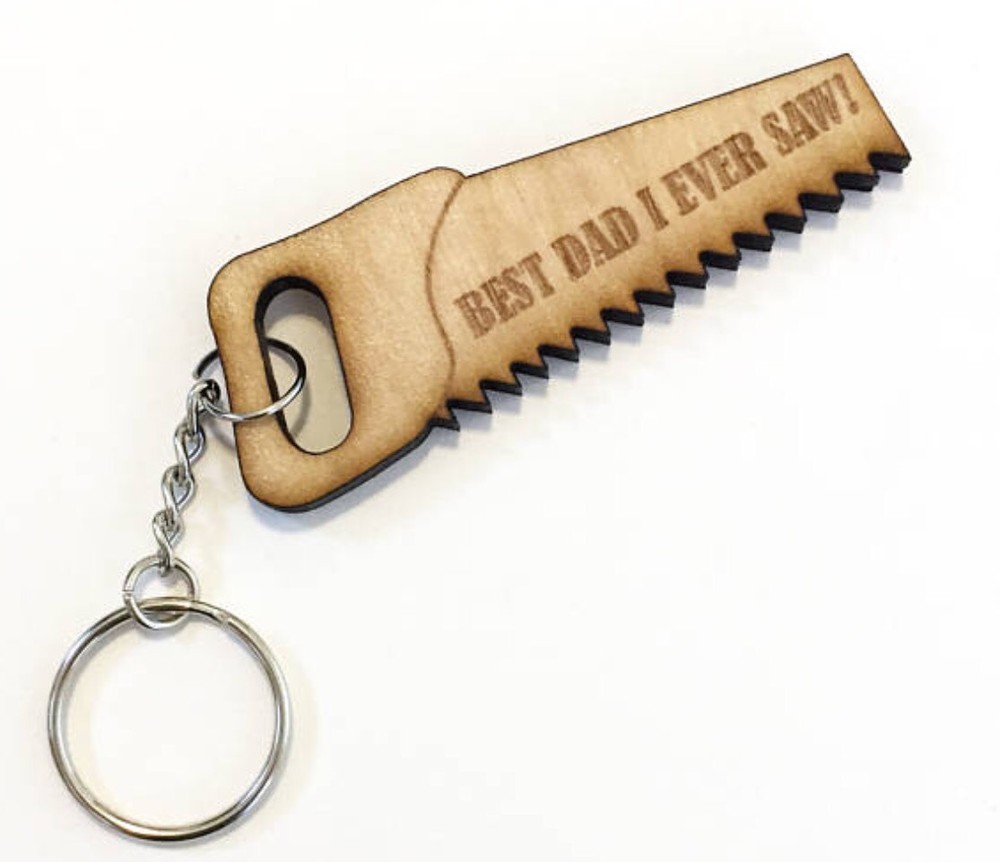Fathers Day Keychain Best Dad I Ever Saw  Laser Cut Maple Wood, Dad Gift,-image