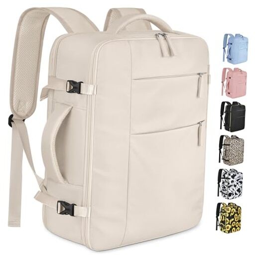 Waterproof 17 Inch Laptop Backpack for Women and Men in Beige
