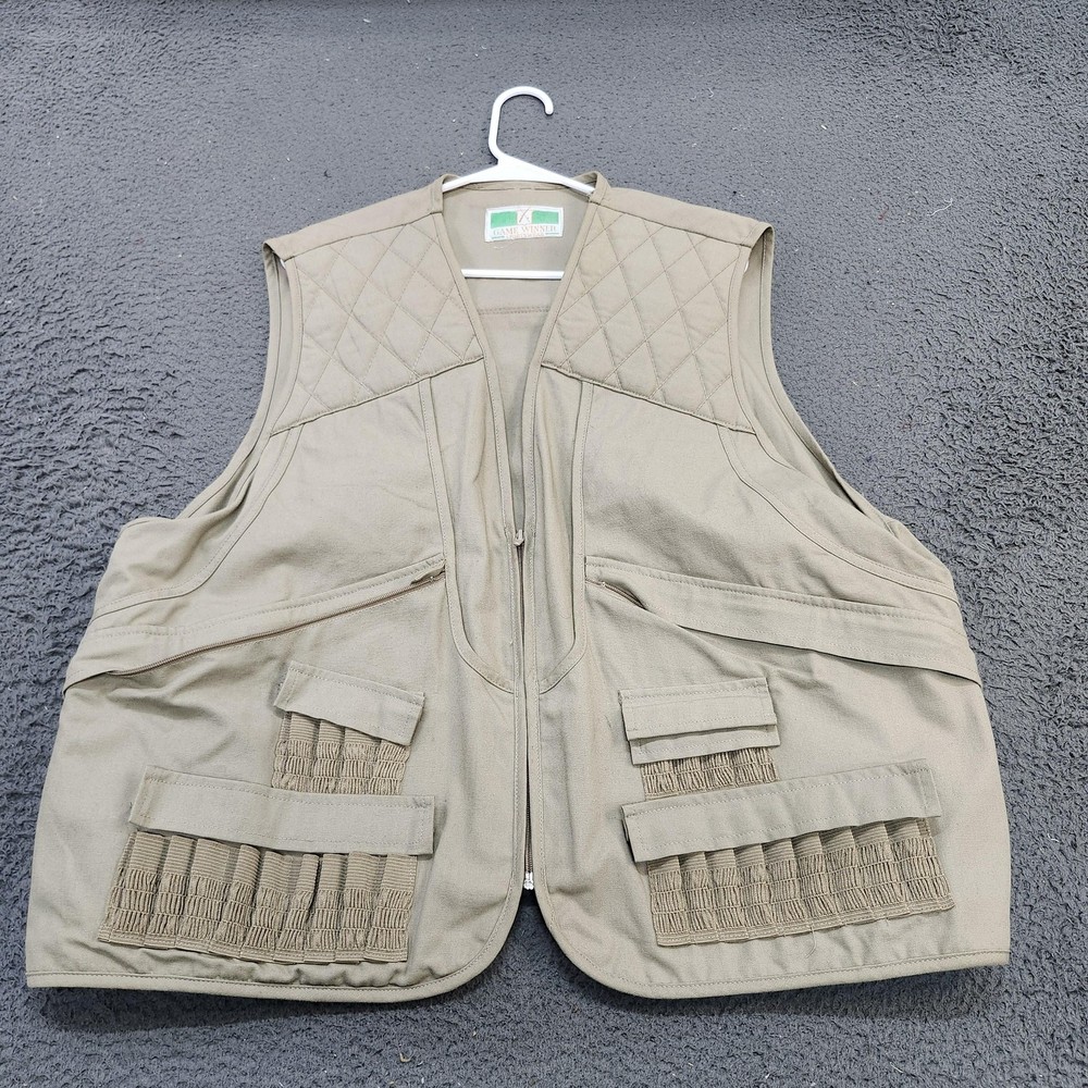 Game Winner Canvas Vest Mens 52 Beige Quilted Full Zip Hunting Outdoor