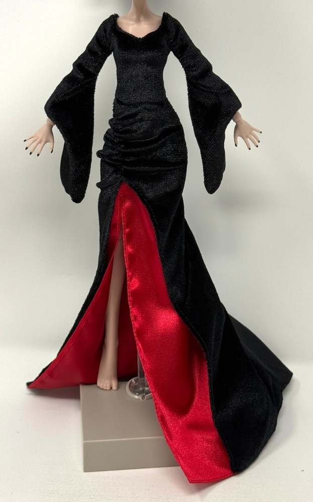 Monster High Wednesday Morticia Addams Family Doll Outfit Dress Black & Red Gown
