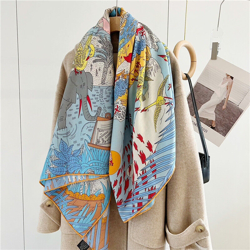 2023 70% Cashmere & 30% Silk Wrap Stole Scarf Fashion Square Shawl Bandanna 53