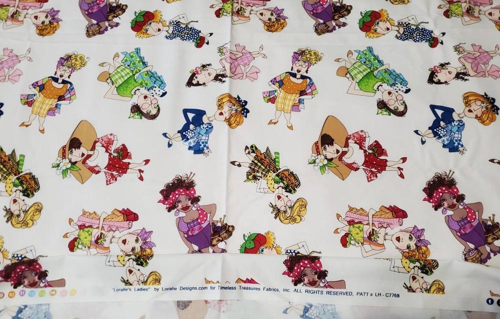 RARE OOP 2 Y Loralie's Ladies Fabric Loralie Harris Timeless Treasures LH-C7768