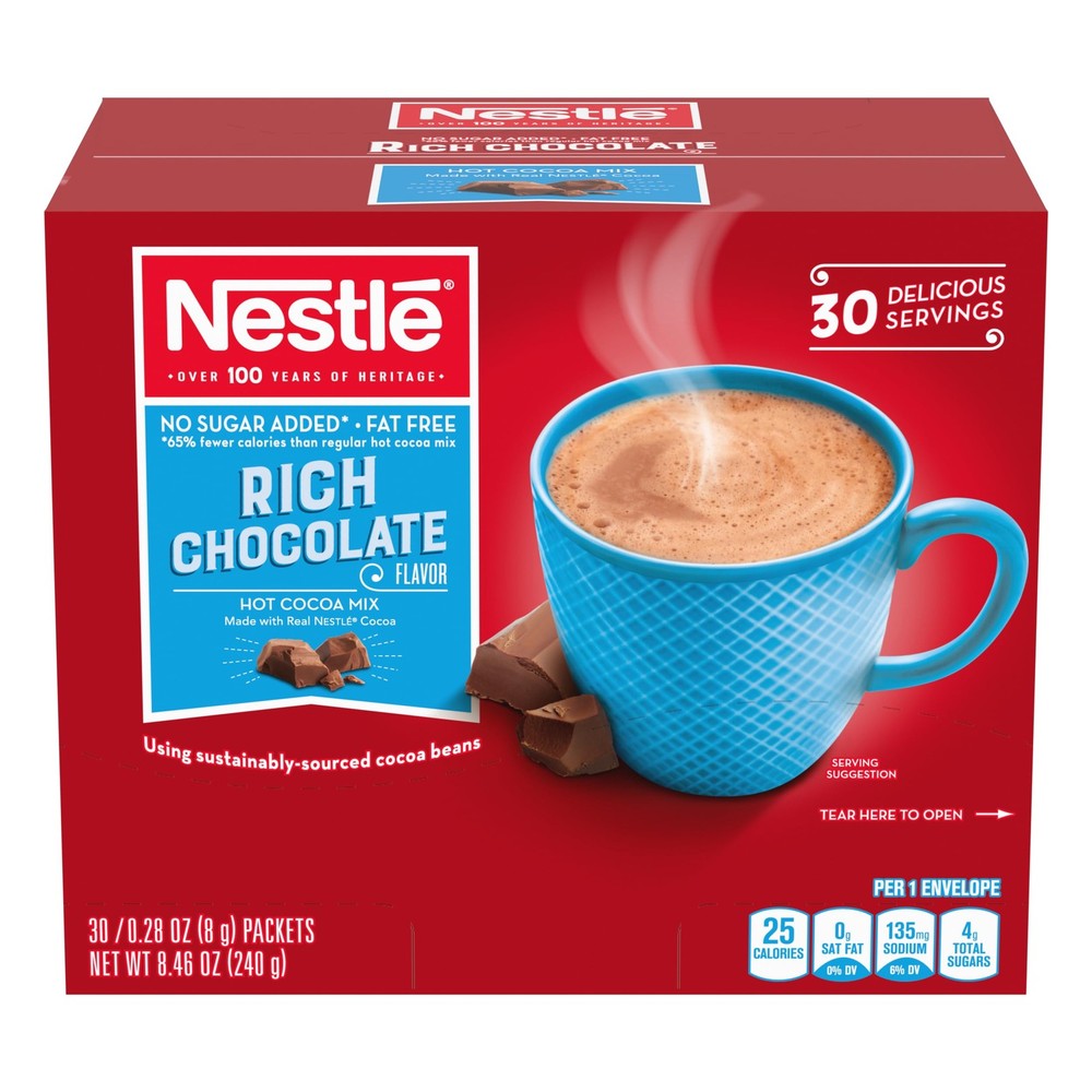 Nestle No Sugar Added Fat Free Hot Cocoa Mix Bulk Packets
