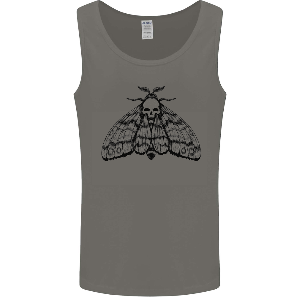 A Gothic Moth Skull Mens Vest Tank Top