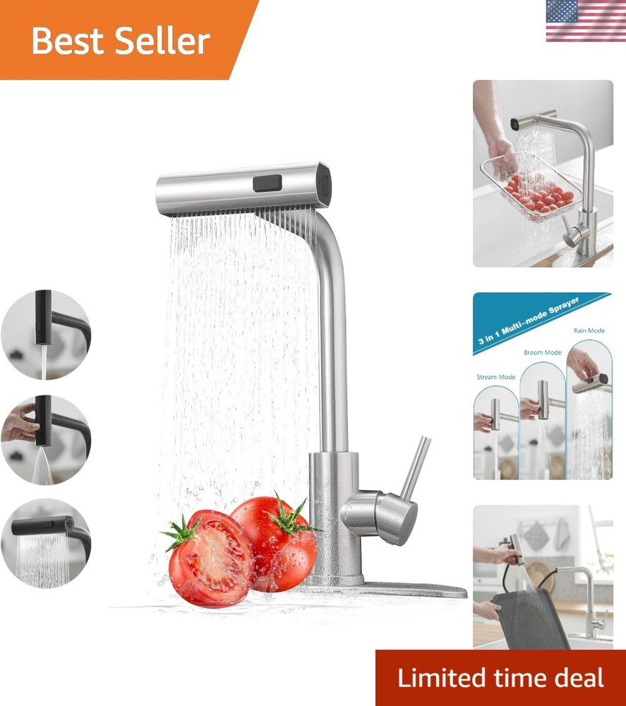 Stainless Steel Kitchen Faucet with Pull Down Sprayer and 3 Functions
