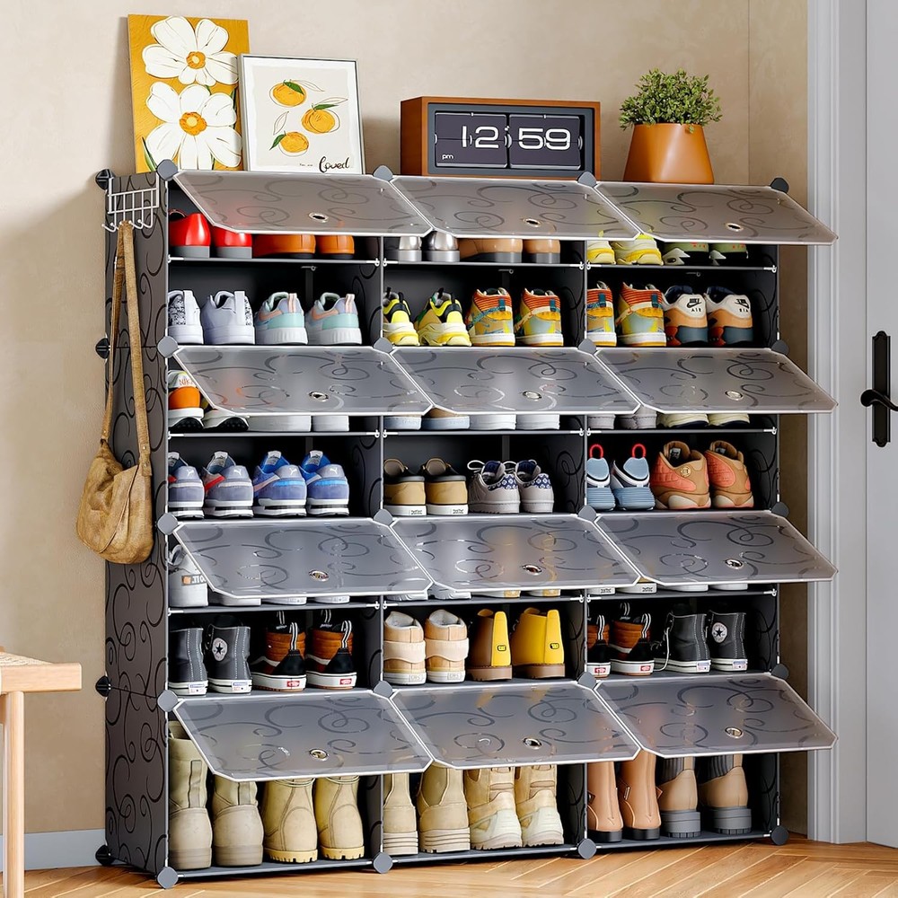 48-Pair Portable Shoe Storage Cabinet - Space-Saving Organizer for Closet or Door