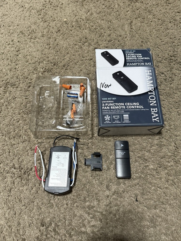 NEW Hampton Bay Universal 3-Speed Remote & Reciever Black COMPLETE